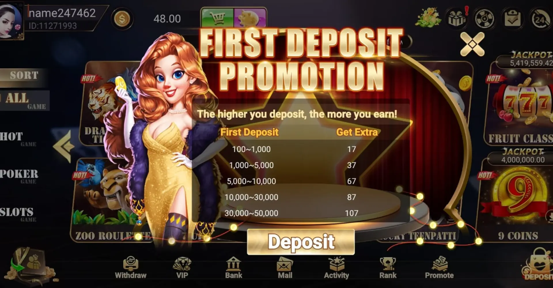 rumi slots game first deposit bonus